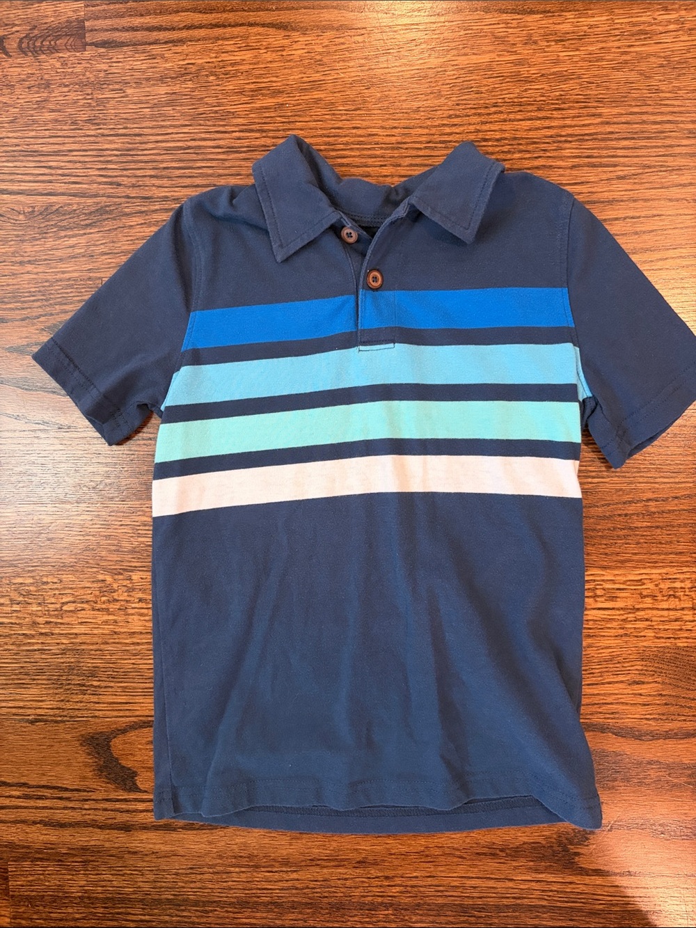Navy Blue Striped Polo Tee - Kids